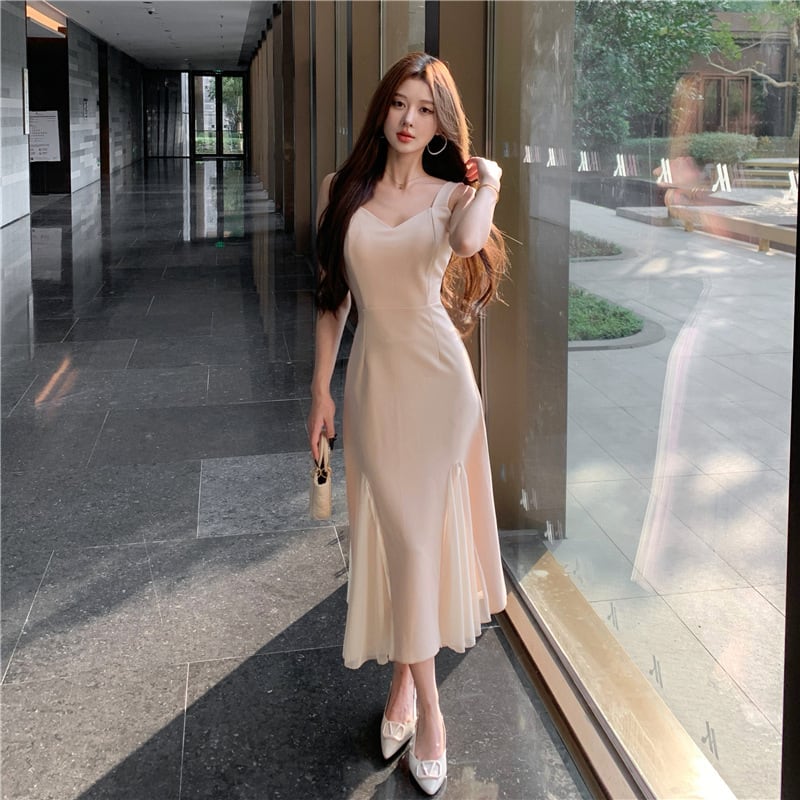 【dress】チュールコンビマーメイドワンピース　M29499