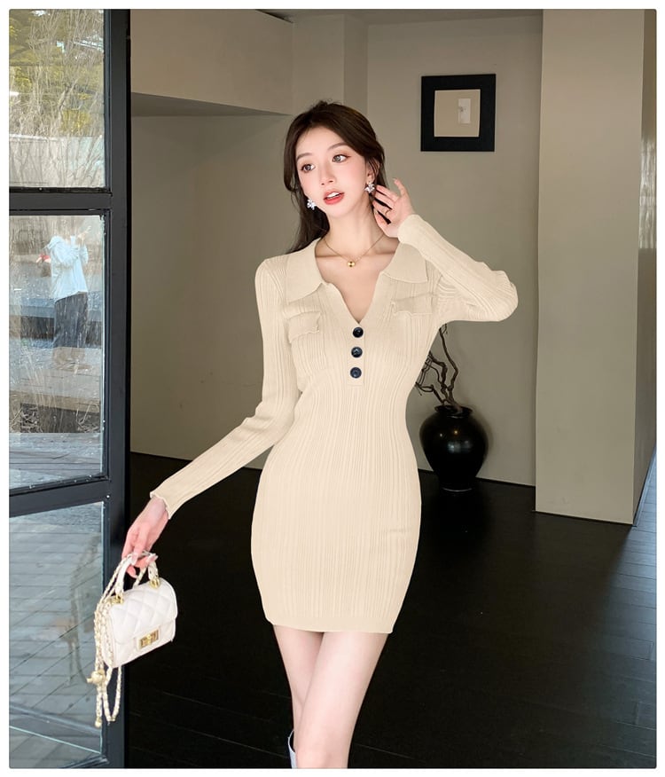 【dress】POLOネックニットワンピース　M27030