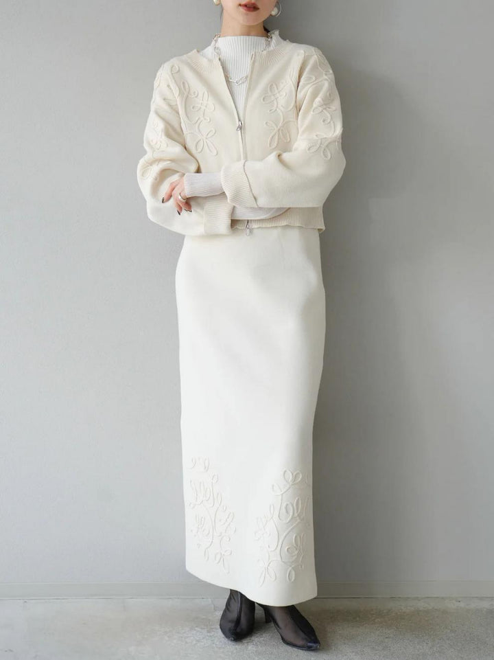 【set】ノーカラーショートジャケット×ロングスカートセット　N2751
