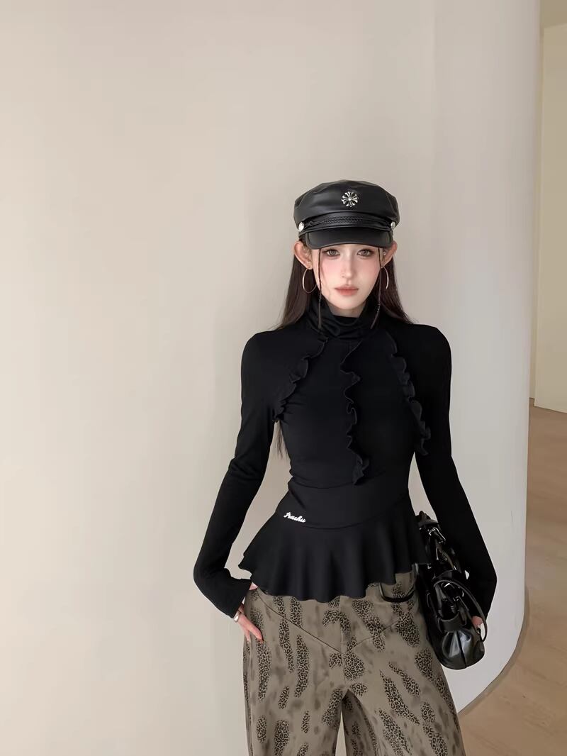 【tops】ハイネックフレアトップス Q8093