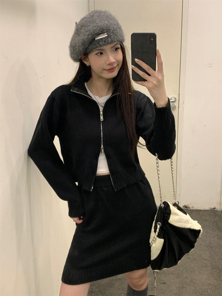 【set】ニットカーデ×スカートセット　M27703