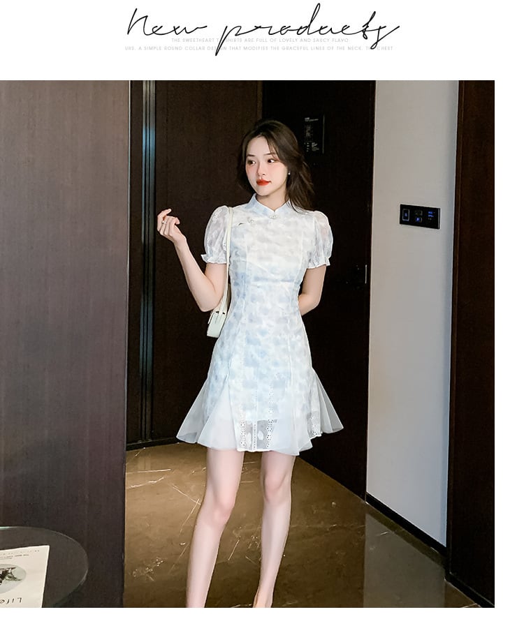 【dress】美人度アップエレガント刺繍デートワンピース　M17127
