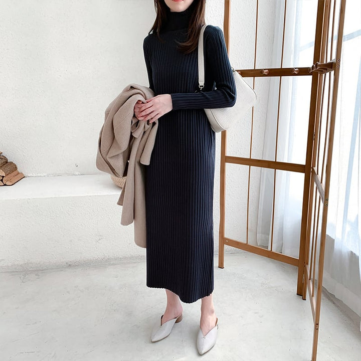【dress】人気アイテム ! ハイネックニットワンピース　M17662