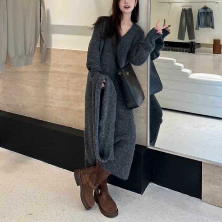【dress】ニットワンピースマフラー付き　M27026