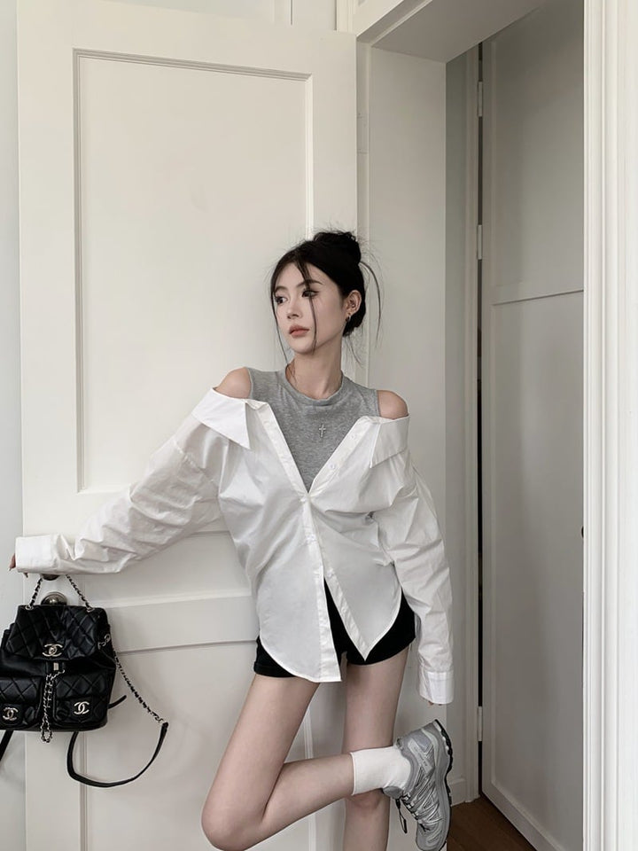 【tops】切り替えオフショルダートップス　M26107