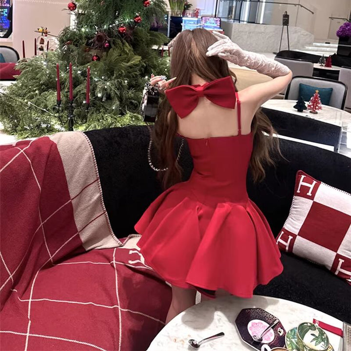 【dress】ネックリボン付きフレアキャミワンピース Q7943