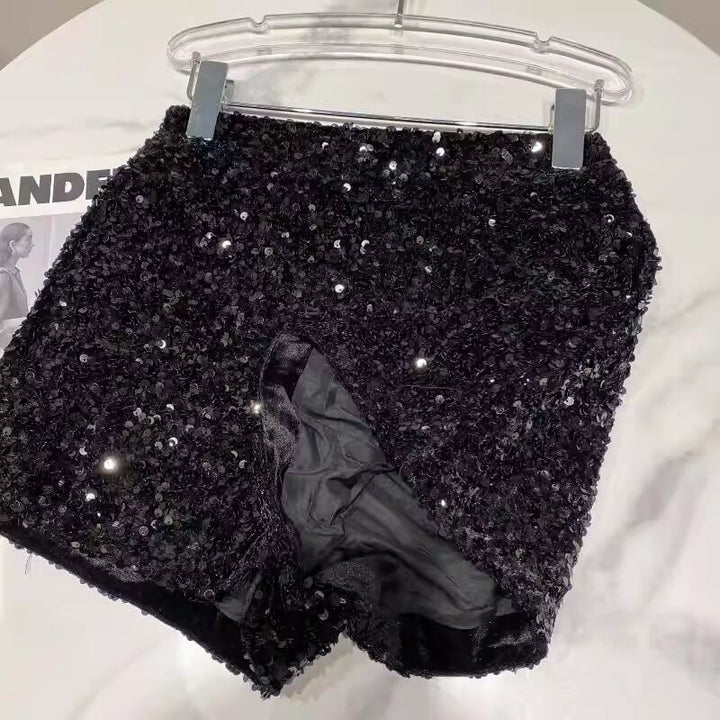 【bottoms】スパンコール付きショートパンツ Q7748