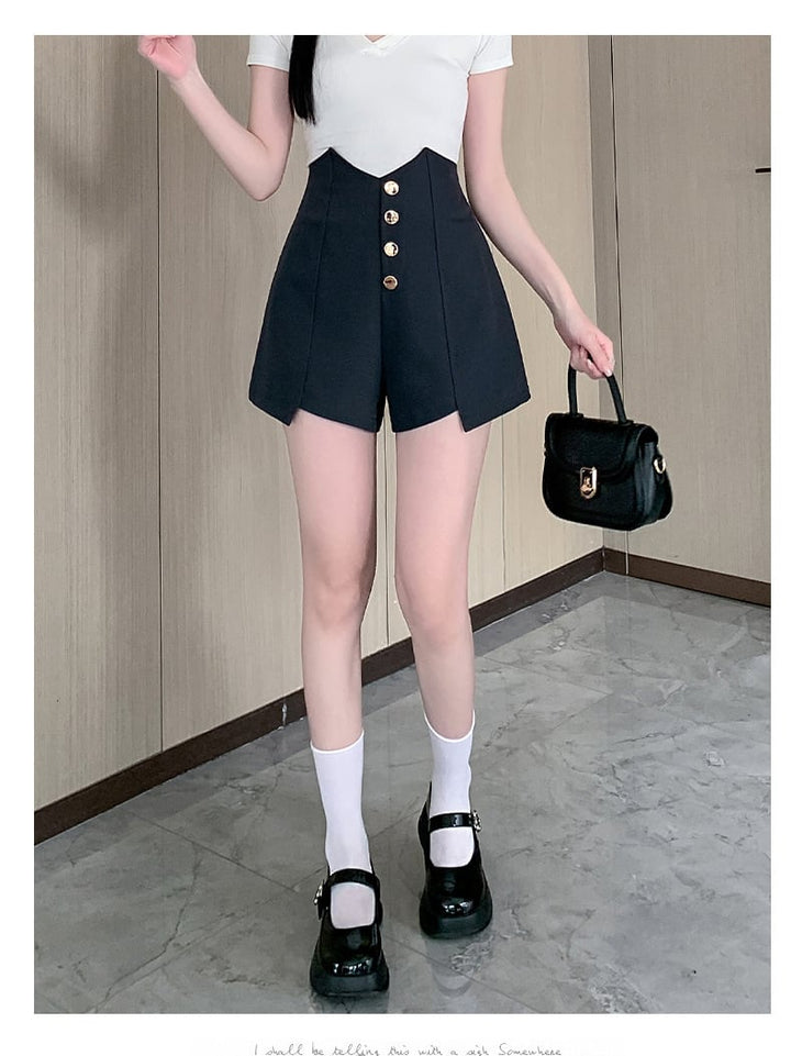【bottoms】ハイウエストショートパンツ　M29466