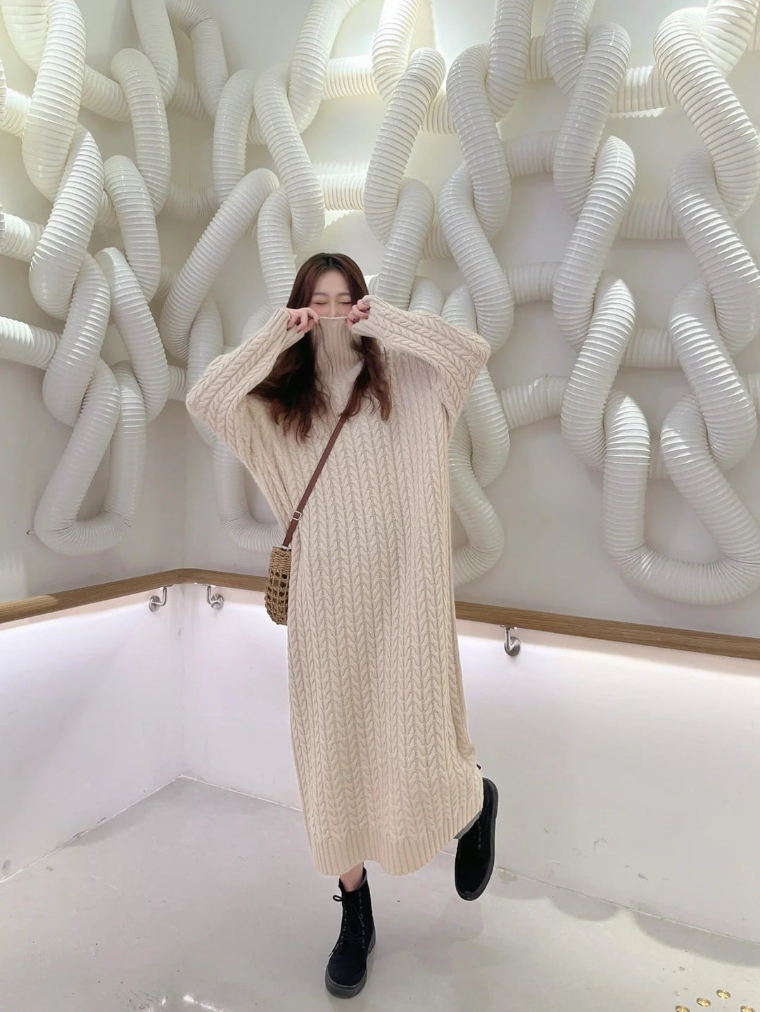 【dress】ハイネックニットワンピース　M25799