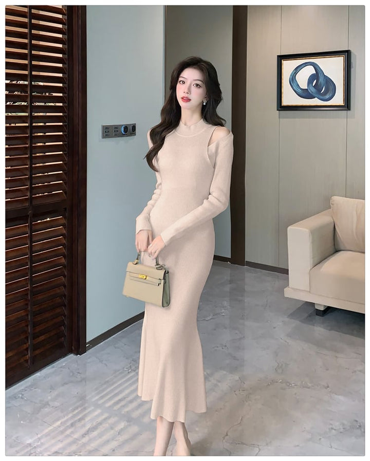 【dress】オフショルダーニットワンピース　M28025
