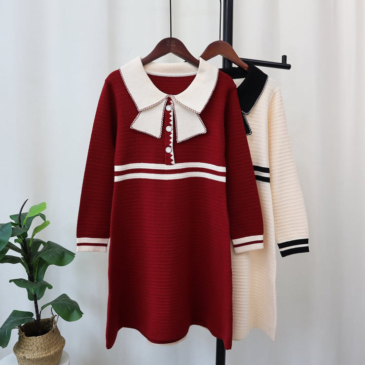 【dress】リボン付きニットワンピース　M18340
