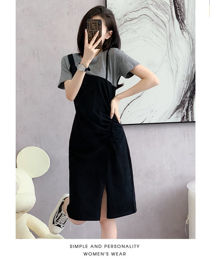 【dress】目立つ！カジュアルTシャツワンピースゆったり　M17225