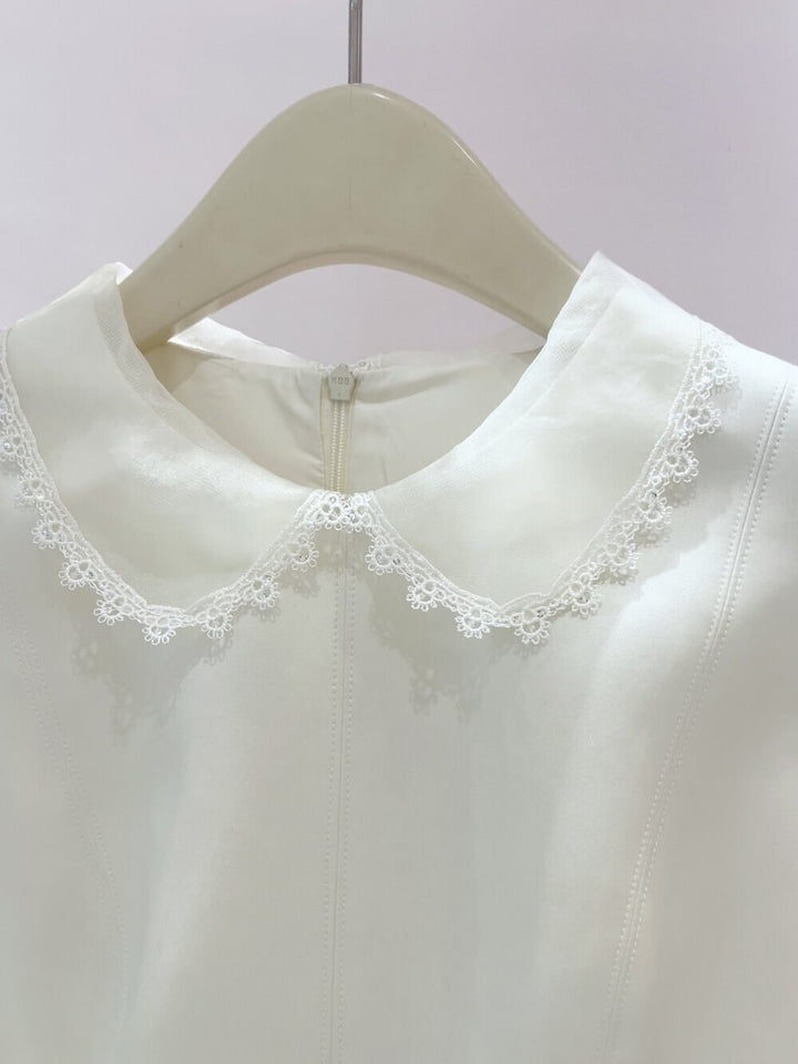【dress】バックリボンレースドッキングミニワンピース　N3535
