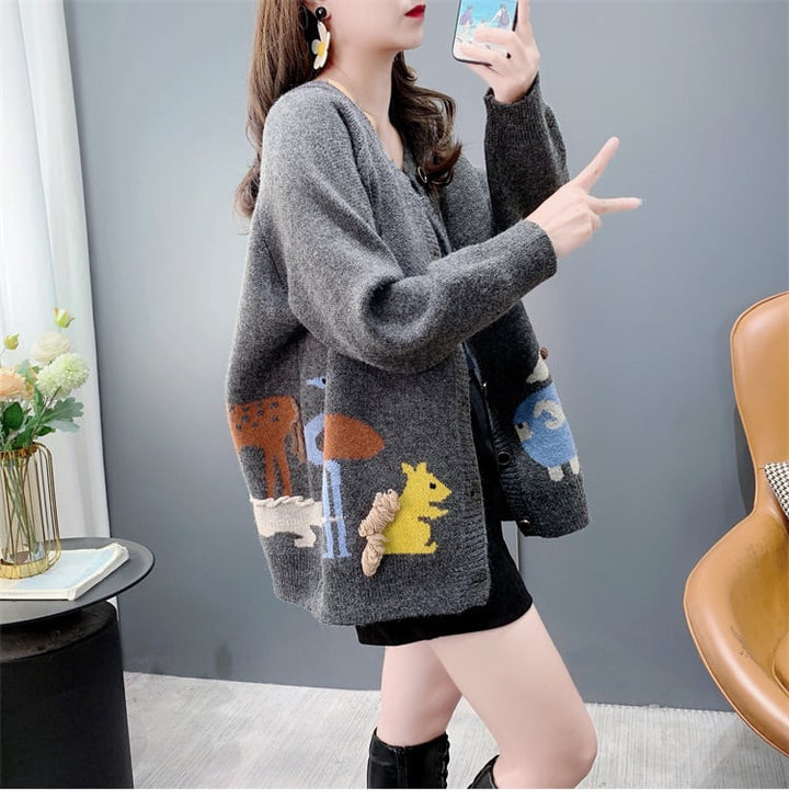【outer】ジャカードニットカーデ　M27045