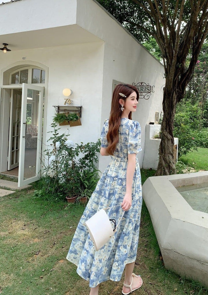 【dress】好感度UPエレガントパフスリーブワンピース　M16949