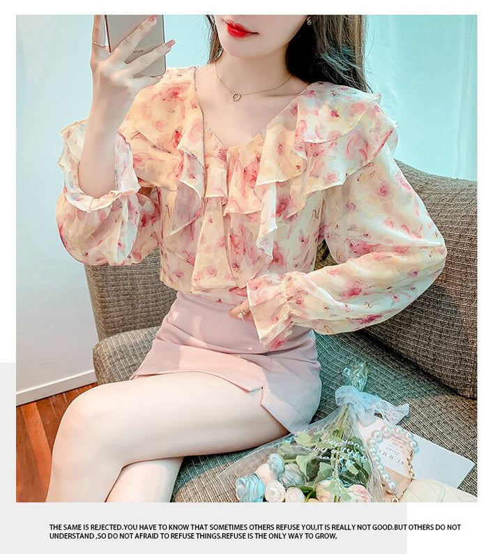【tops】花柄シャツトップス　M18479