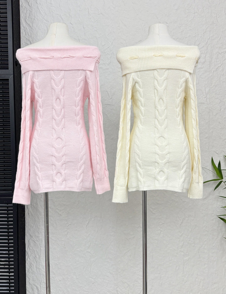 【dress】オフショルダーニットワンピース Q9226