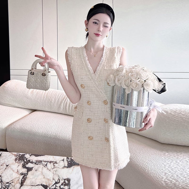 【dress】気質溢れる エレガントノースリーブワンピース　M17190