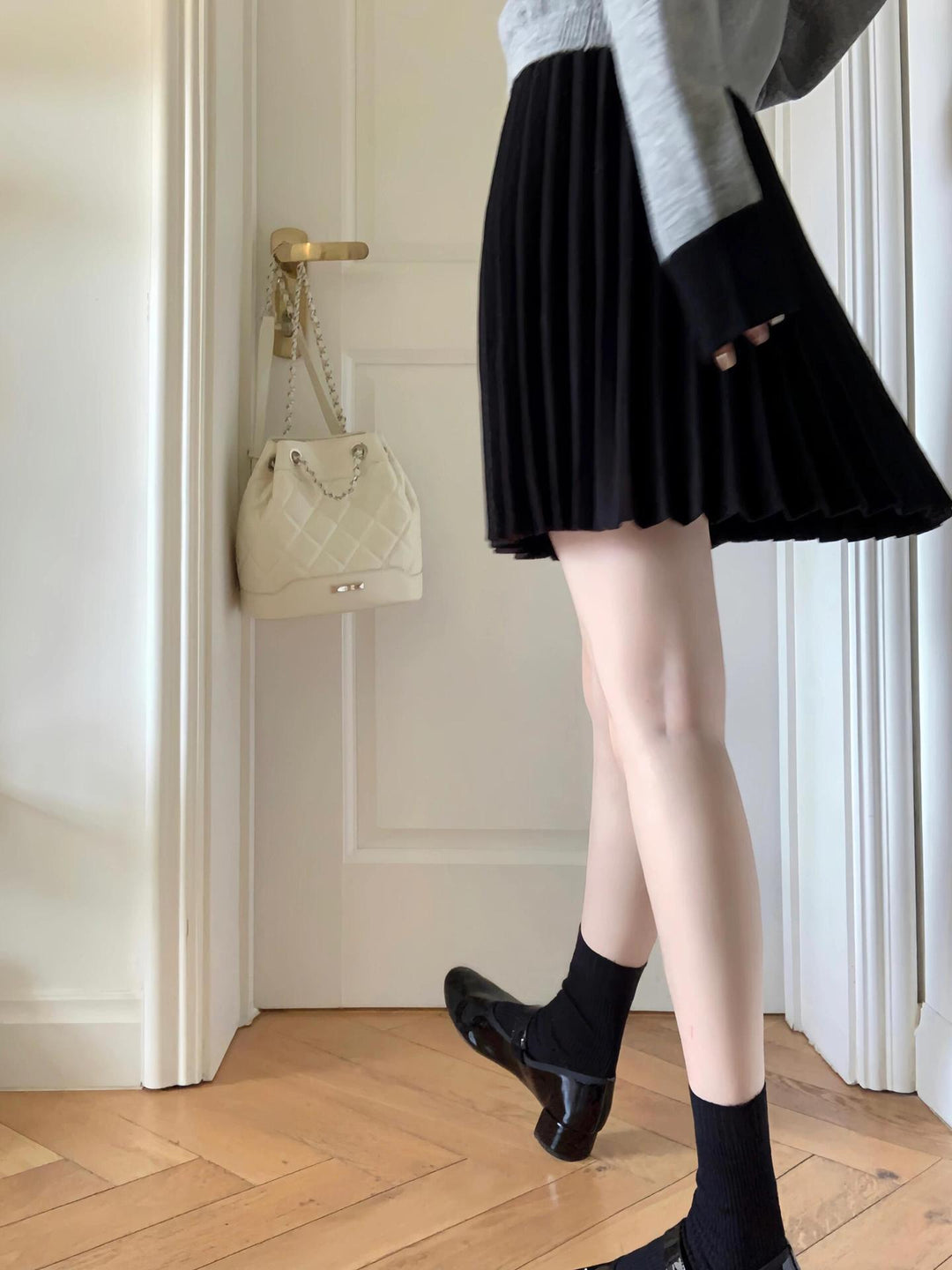 【set】ニットカーデ+プリーツスカートセット　M26732