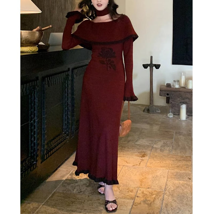 【dress】フレアスリーブニットワンピース　M28978