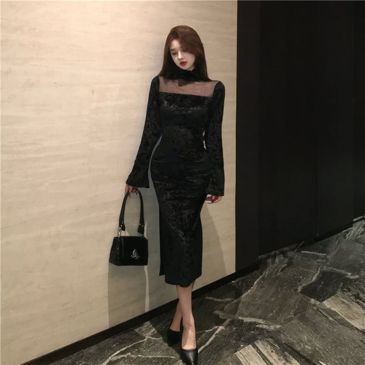 【dress】ジャカードドッキングワンピース　M27859