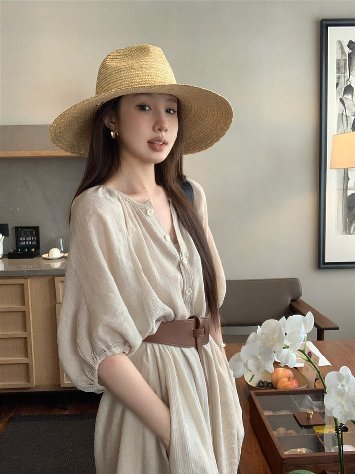 【dress】ベルト付きシャツワンピース　N2670