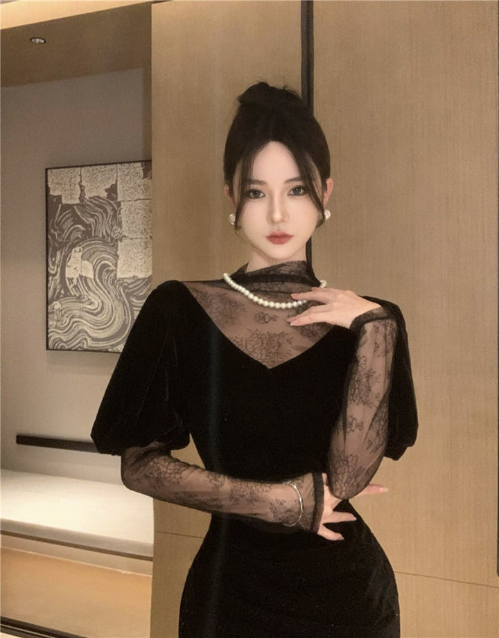 【dress】チュールドッキングワンピース　M26988