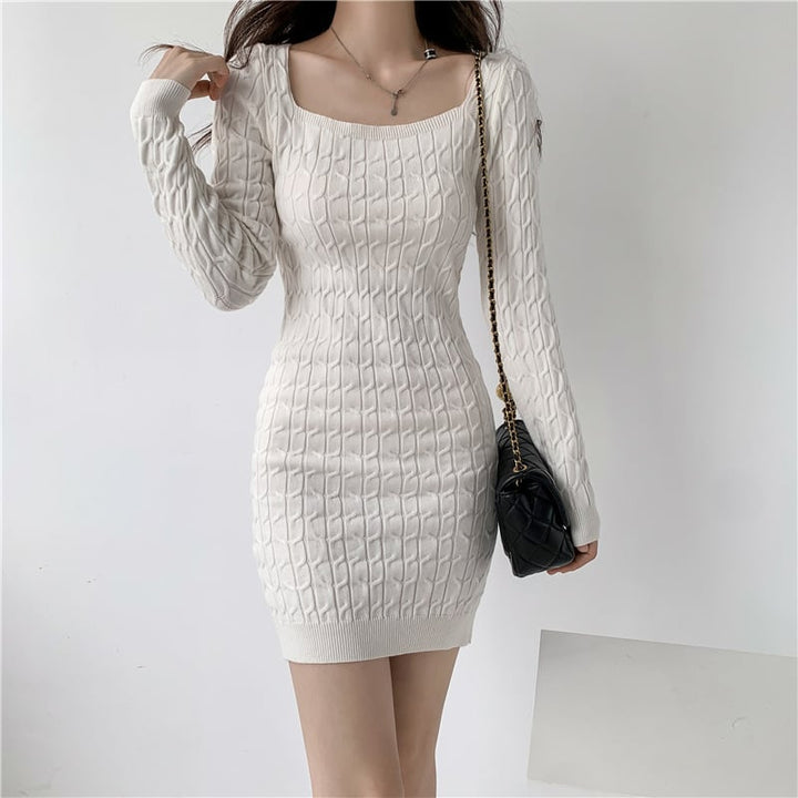 【dress】無地ニットワンピース　M18023