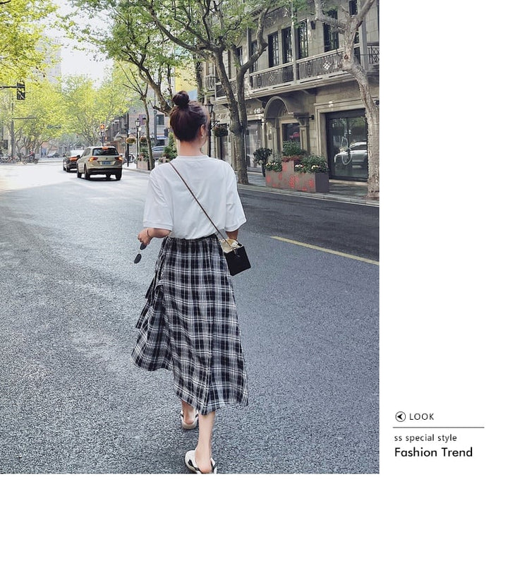 【dress】輝いて超人気 ! チェック柄切り替えワンピース　M16802