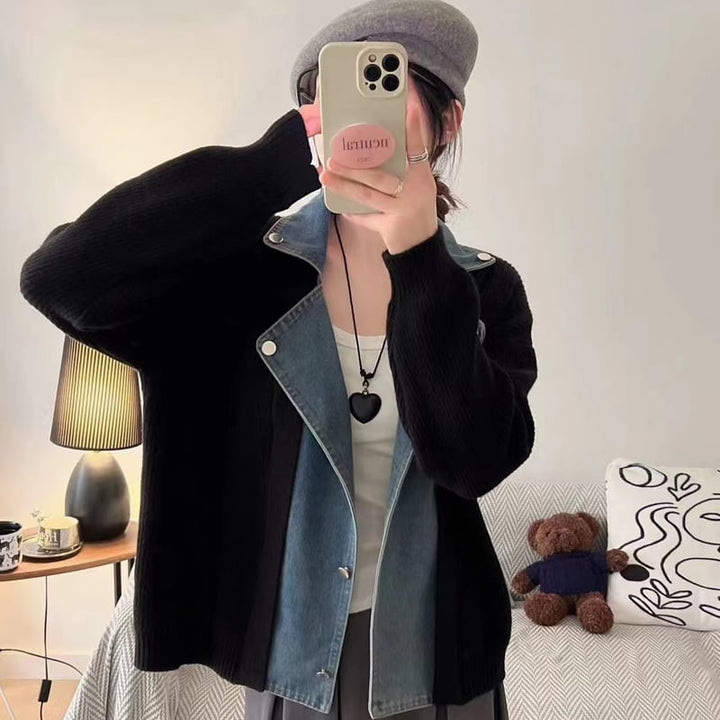 【outer】デニムドッキングカーディガン Q6367