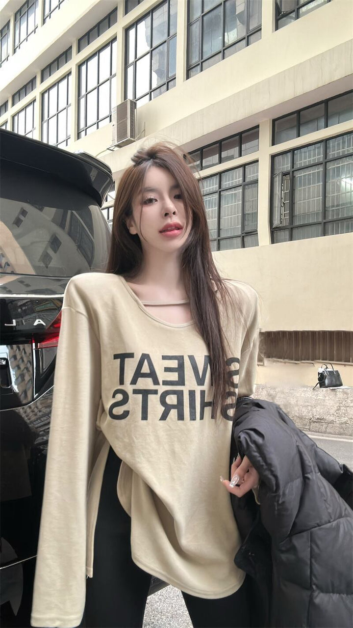 【tops】プリント長袖Tシャツ　M29575