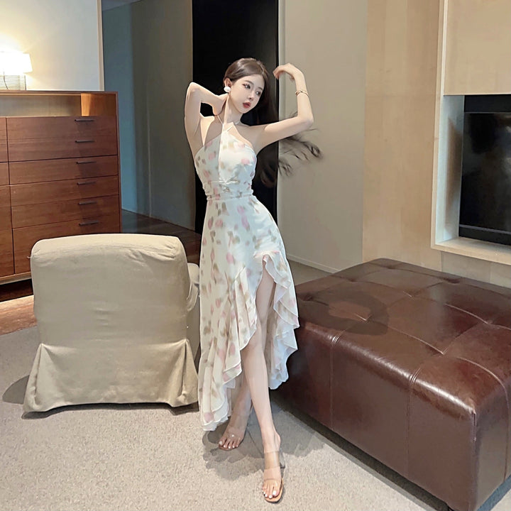 【dress】人気を独占中 フリルセクシーキャミワンピース　M17006