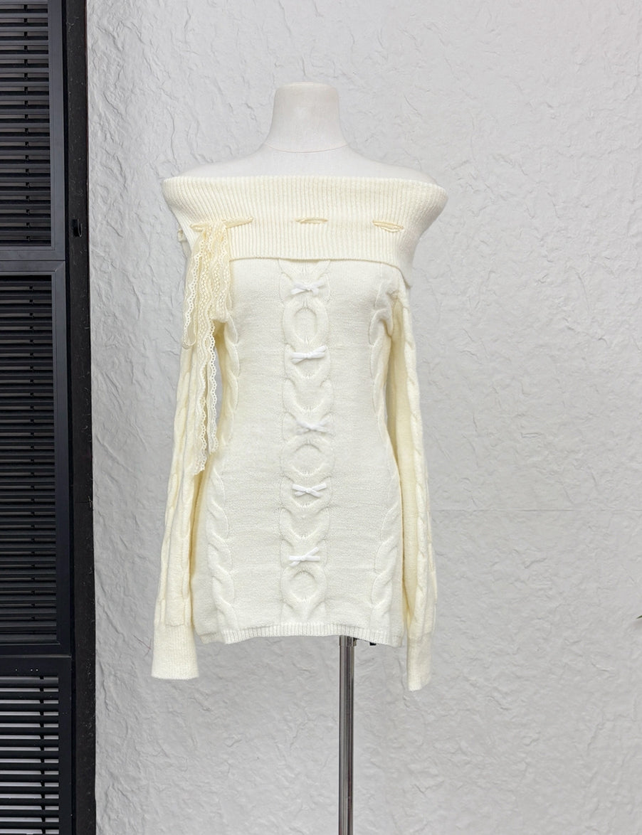 【dress】オフショルダーニットワンピース Q9226