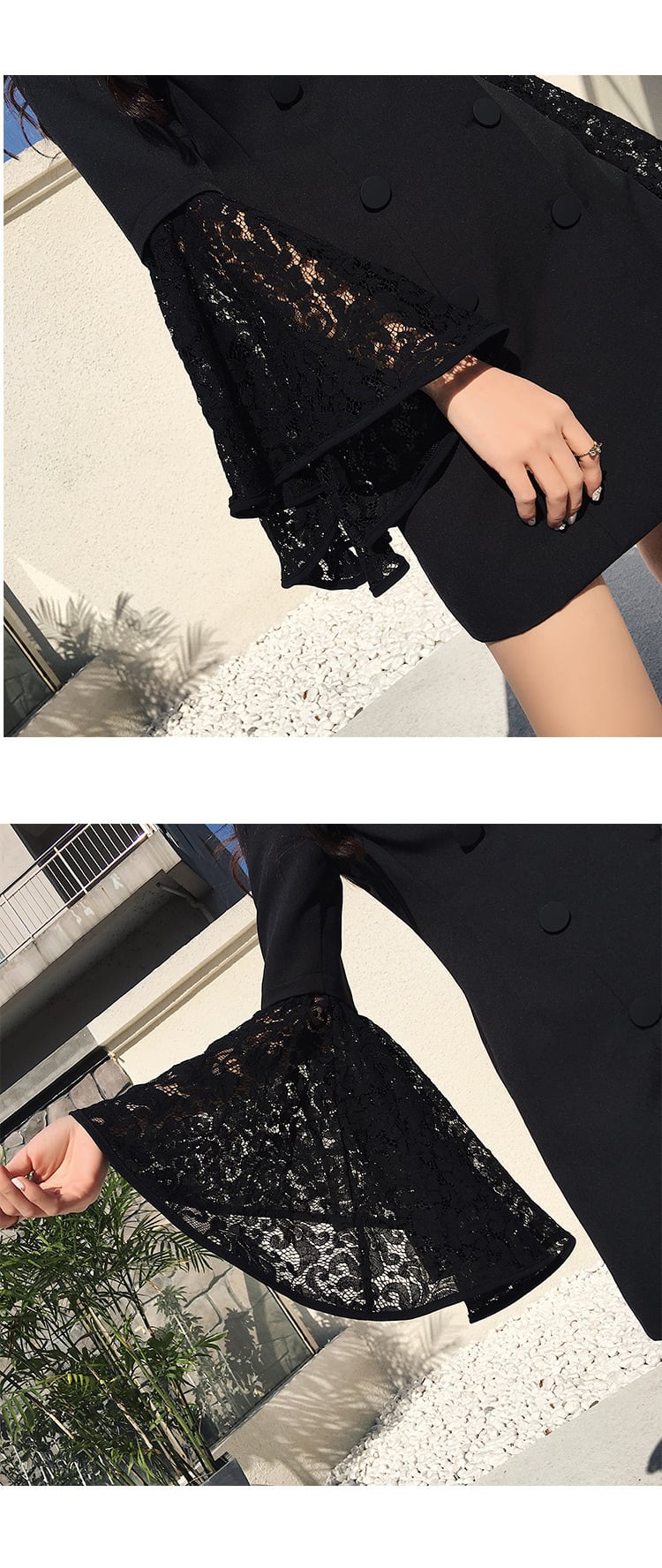【outer】レースフレアスリーブスーツジャケットワンピース　N2075