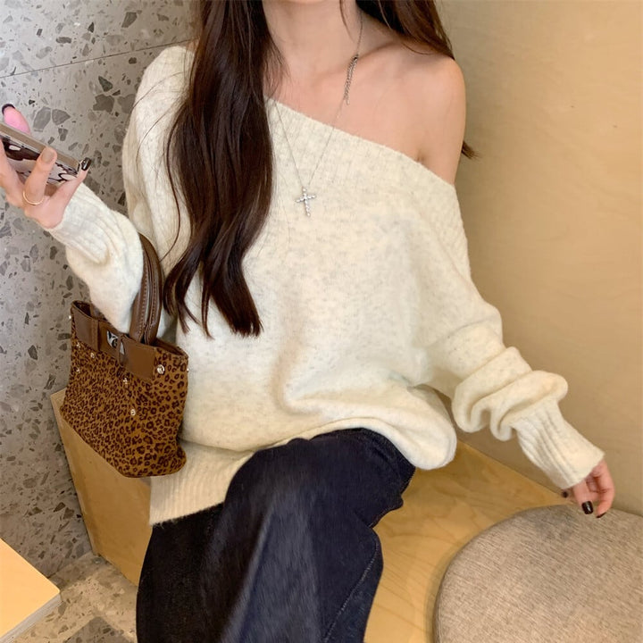 【tops】オフショルダーニットセーター　M26982