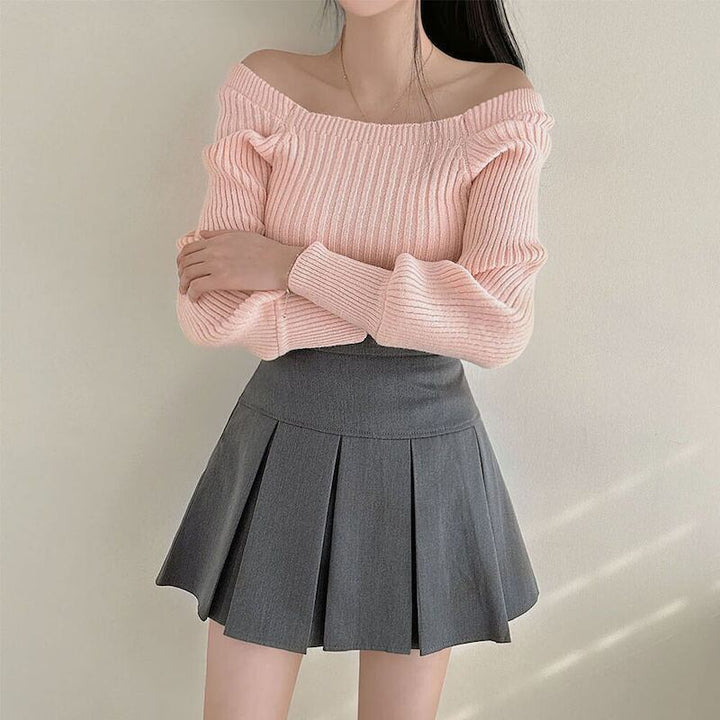 【tops】ランタンスリーブニットトップス　M18652