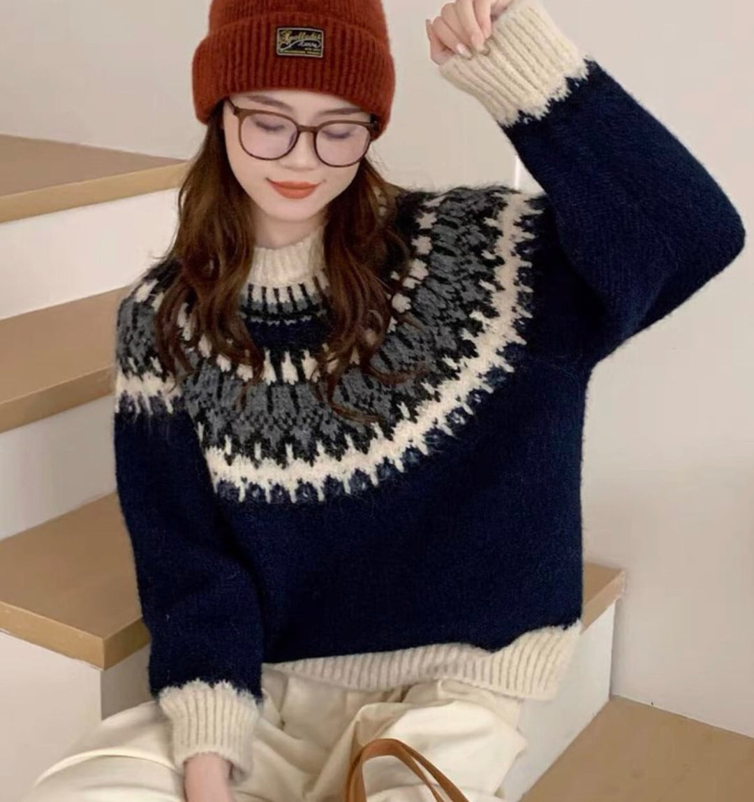 【tops】ジャカードニットセーター　M27874