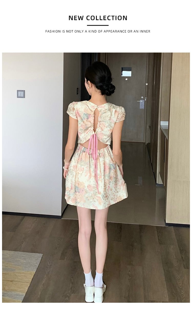 【dress】バックカットワークワンピース　M24054