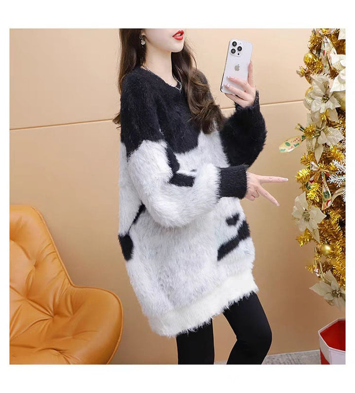 【tops】配色切り替えニットセーター　M29157