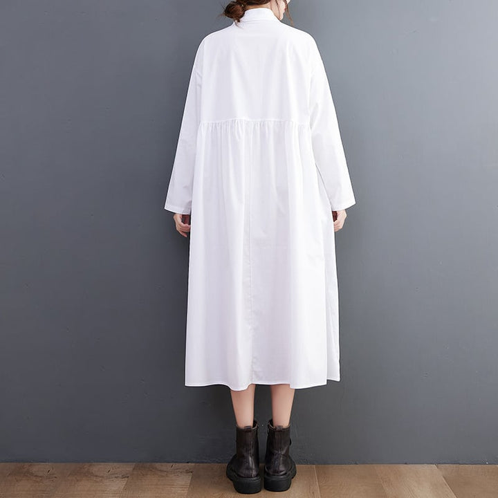 【dress】韓国系プリント切り替えシャツワンピースゆったり　M17448