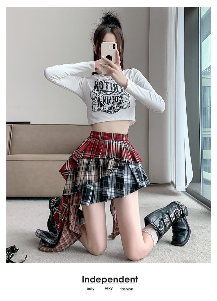bottoms】不規則 イレギュラーチェック柄スカート M24410 – NANASTYLE