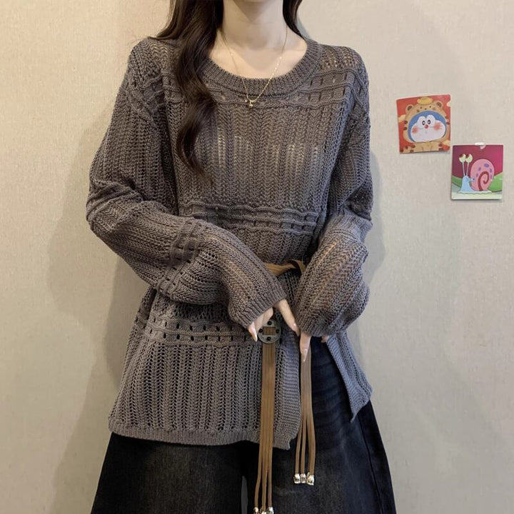 【tops】透かしニットトップス Q8304