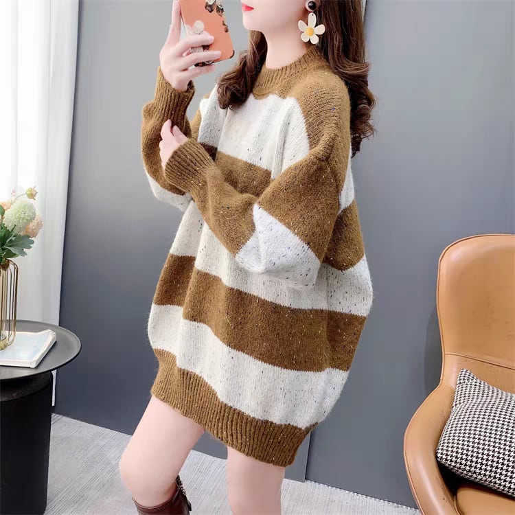 【tops】ボーダー柄ニットセーター　M26468