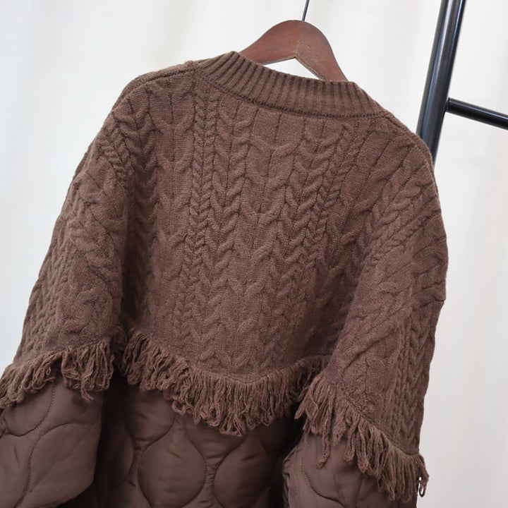 【outer】ニット切り替え棉コート　M27168