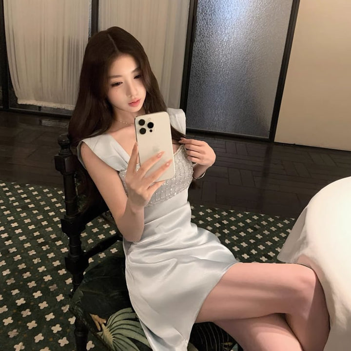 【dress】スパンコール付きキャミワンピース Q8379