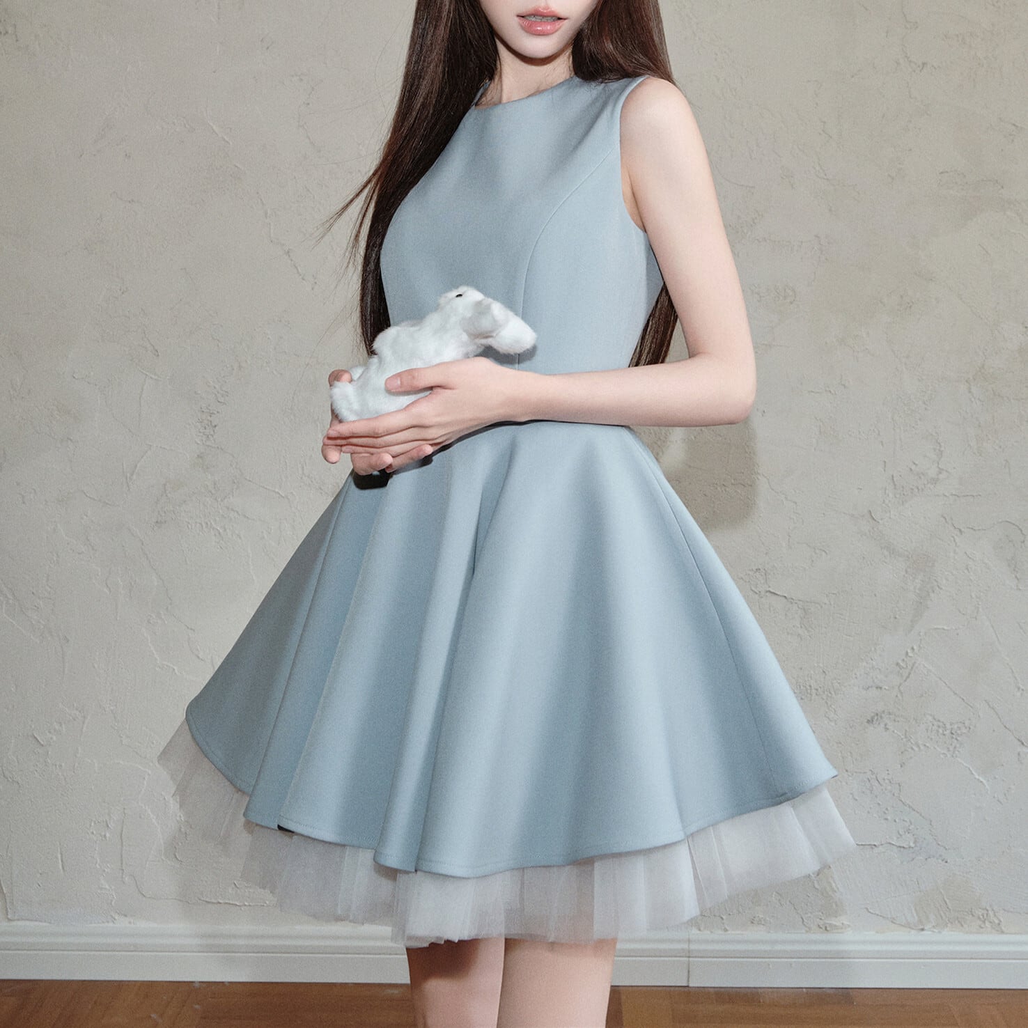 dress】チュールドッキングノースリーブワンピース N3093 – NANASTYLE