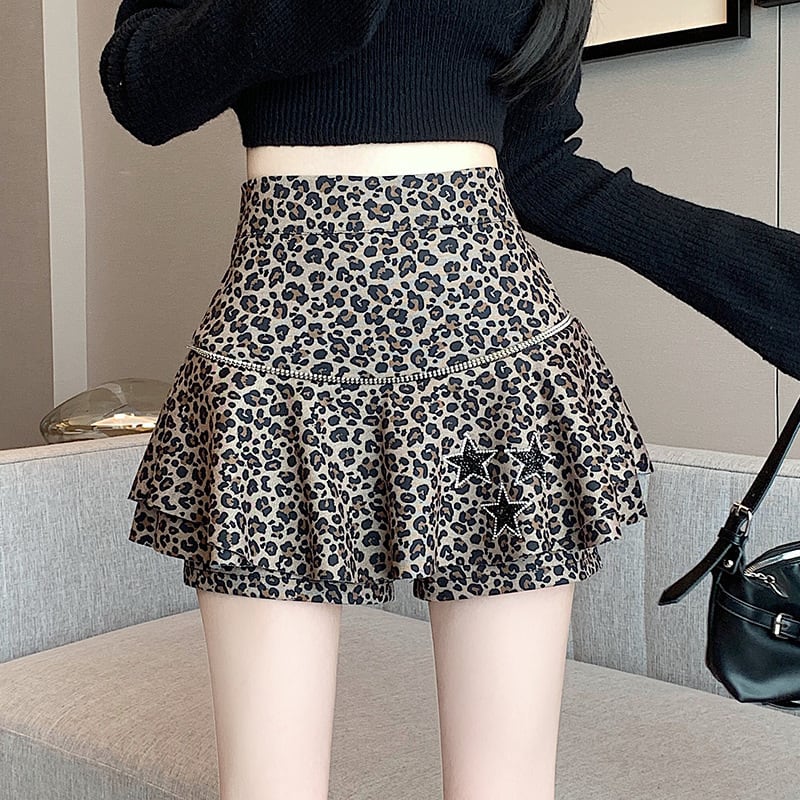 【bottoms】ヒョウ柄キュロットパンツ　M26580