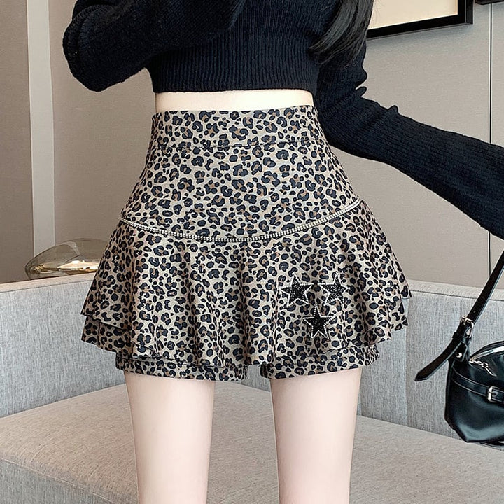 【bottoms】ヒョウ柄キュロットパンツ　M26580