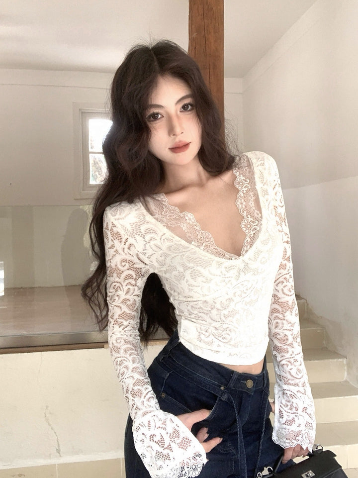【tops】Vネックレーストップス　M27941