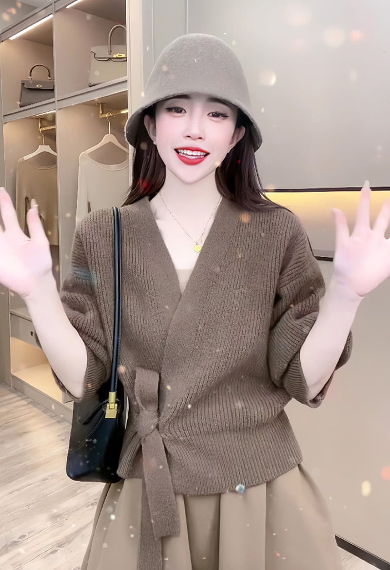 【tops】カシュクールニットセーター　M17866